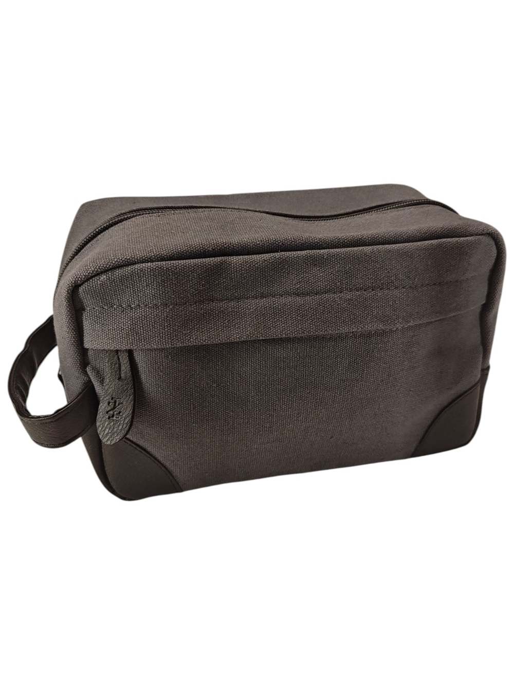 IZOD Men's Gray Canvas Dopp Kit Toiletry Bag Travel Organizer Cosmetic Case
